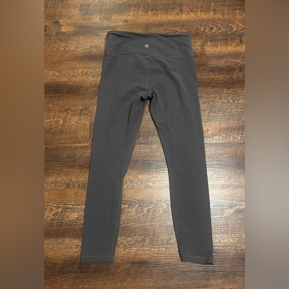 Athleta High Waisted Gray Yoga Leggings Size Small Athletic Fit Key Pocket - Picture 2 of 4